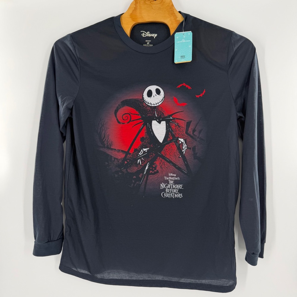 Disney Nightmare Before Christmas Jack Skellington Long Sleeve Tee LT Black Red